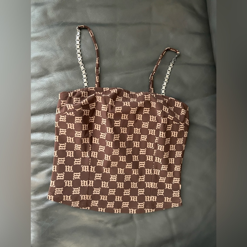 Monogram Spaghetti Top Brown